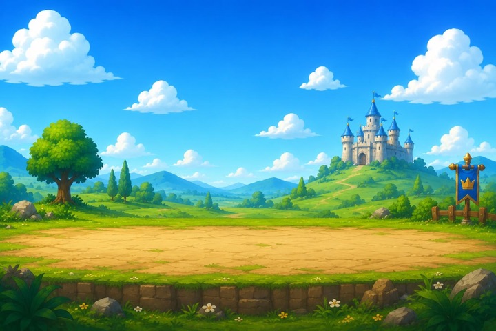 A meadow arena below the castle